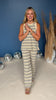 Cream Striped Elastic Drawstring Waist Wide Leg Knit Pants *FINAL SALE*