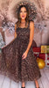 Brown Animal Print Tie Shoulder Pleated Front Dress *FINAL SALE*