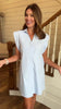 SSYS Scottie Light Blue Poplin Cap Sleeve Button Down Dress