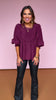 Burgundy Ric Rac Trim Babydoll Top *FINAL SALE*