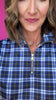*PRE-ORDER ETA DEC* SSYS Scuba Short Sleeve Zip Up Top In Navy Tartan *FINAL SALE*