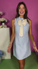 SSYS Marie Bow Shift Dress In Light Blue Tweed