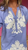 Blue Contrast Applique Detail Dress