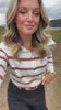 SSYS Alex Stripe Zip Long Sleeve Top In Ivory Taupe