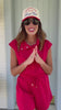 SSYS Amelia Button Funnel Neck Air Romper In Red