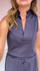 SSYS Peyton Sleeveless Scuba Frill Neck Top In Navy