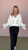 Ivory Notched Collar Trench Jacket Sweater