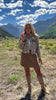 SSYS Signature Scale Animal Print Denim and Suede Cropped Shacket