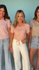 SSYS Megan Striped Short Sleeve Polo Puff Shoulder Top In Blush