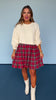 Ecru Twofer Long Sleeve Plaid Skirt Dress