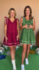 Green V Neck Self Tie Shoulder Contrast Stripe Detail Dress *FINAL SALE*