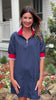 SSYS Lynlee Red and Baby Blue Contrast Polo Shift Dress In Navy