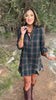 SSYS Susannah Drop Waist Ruffle Hem Shirt Dress In Brown Plaid