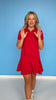 SSYS Margaret Drop Waist Collared Scuba Dress In Red