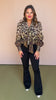 Brown Animal Print Front Bow Tie Long Sleeve Cuff Top