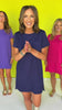 SSYS Aimee Dark Pink Crew Neck Short Sleeve Air Dress