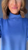 SSYS Gigi Air Mock Neck Short Sleeve Pullover In Cerulean