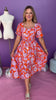 Orange Orchid Printed Poplin Short Sleeve Midi Dress