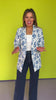 Blue Floral Turn Up Sleeve Open Blazer