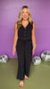 Black V Neck Sleeveless Button Up Top Pant Set *FINAL SALE*