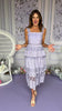 Lavender Detailed Lace Shoulder Sleeveless Tiered Embroidery Midi Dress