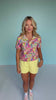 SSYS Scuba Short Sleeve Neon Yellow Contrast Zip Up Top In Full Bloom