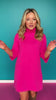 *PRE-AUTHORIZE* SSYS Evie Long Sleeve Turtleneck Mini Sweater Dress In Pink