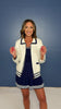 SSYS Vienna Contrast Edge Knit Cardigan In Navy and White