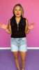 Black Crochet Zip Collar Sleeveless Top *FINAL SALE*