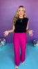 Fuchsia Two Front Placket Ponte Flare Pants