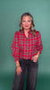 SSYS Serena Plaid Puff Smocked Long Sleeve Button Down Top In Red