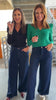 SSYS Cece Knit Puff Long Sleeve Top In Navy