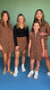SSYS Lainey Quilted Everyday Puff Sleeve Drop Waist Dress In Dark Tan Animal