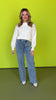 Denim Mid Rise 90's Straight Side Snap Button Slit Jeans