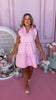 THML Pink Flower Print Frill V Neck Ruffle Sleeveless Dress