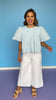 Blue Pleated Short Sleeve Top *FINAL SALE*