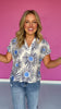 Blue Sunburst Printed V Neck Top