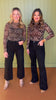 Taupe Animal Print High Neck Fitted Sheer Mesh Lace Knit Top