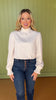 Ivory Knit High Neck Smocked Detail Sleeve Top *FINAL SALE*