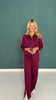 SSYS Sutton Air Long Sleeve Side Stripe Wide Leg Pants Set In Maroon