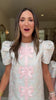 SSYS Everly Satin Bow Trim Puff Sleeve Shift Dress In Pink Brocade *FINAL SALE*