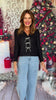 SSYS The Clara Sequin Bow Scalloped Closed Cardigan In Black