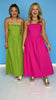Magenta Poplin Fold Over Tube Dress