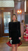 SSYS Keeley Velvet Mini Dress with Rhinestone Bow In Black