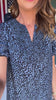 SSYS Blythe Smocked Short Sleeve Maxi Dress in Navy Animal