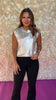 Silver Metallic Foil Sweater Vest Top