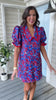 SSYS Gemma Peter Pan Collared Dress In Royal Red Ditsy Floral