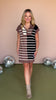 Brown Multi Ribbed Knit Stripe Colorblock Front Zipper Detail Dress *FINAL SALE*