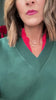 SSYS Lara V Neck Fleece Lined Cropped Sweatshirt In Hunter