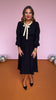 Black Knit Contrast Ribbon Neckline Midi Dress *FINAL SALE*